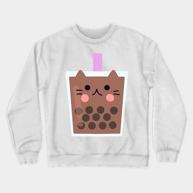 Cat Boba Tea Crewneck Sweatshirt by Miri Art